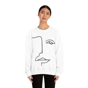 Open image in slideshow, AIRI 1Line Heavy Blend™ Pullover | Abstract Figure Black and White One Line Art Design
