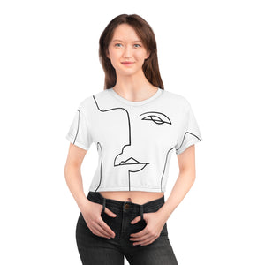 Open image in slideshow, AIRI 1Line Crop Top | Abstract Figure Black and White One Line Art Design
